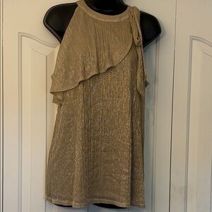 Nine West Shimmering Gold Halter Top Women Size Large